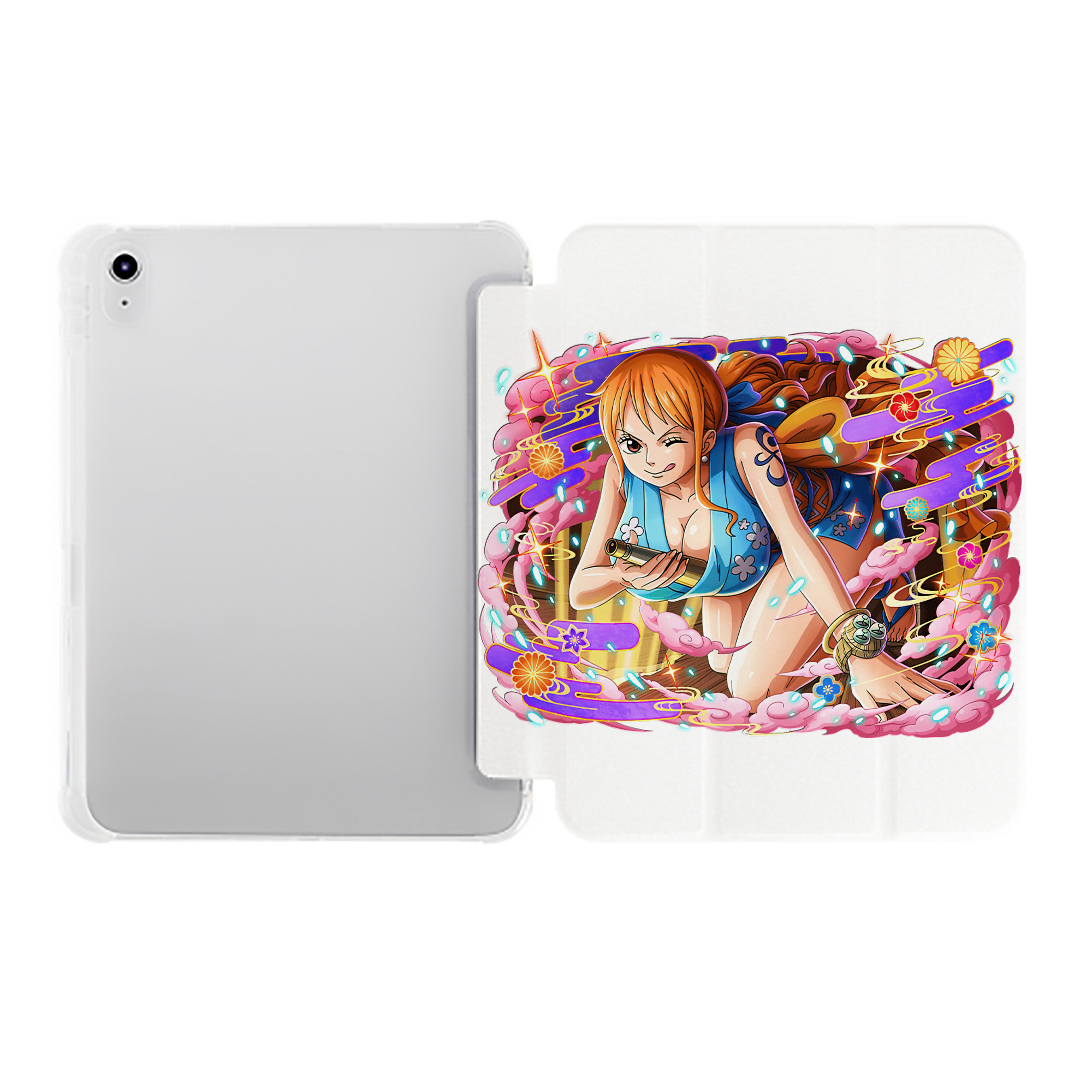 （画像用） ワンピース ナミ ONE PIECE Nami IPad ケース ペン収納付き 三つ折りスタンド PUレザー×シリコン 対応機種9.5/10.5/10.9インチ